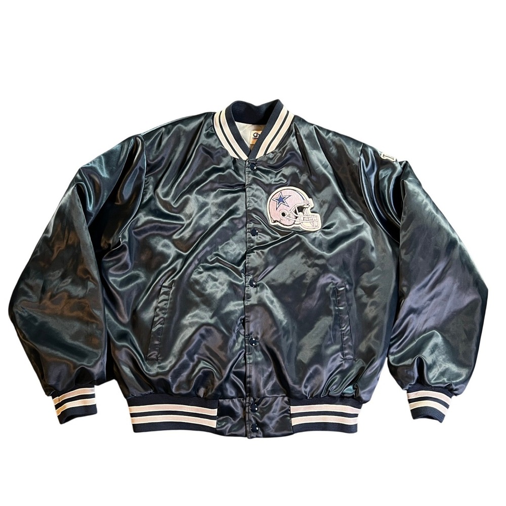 Vintage Chalk Line Dallas Cowboys Jacket Mens XL Navy Blue Satin Varsity Team